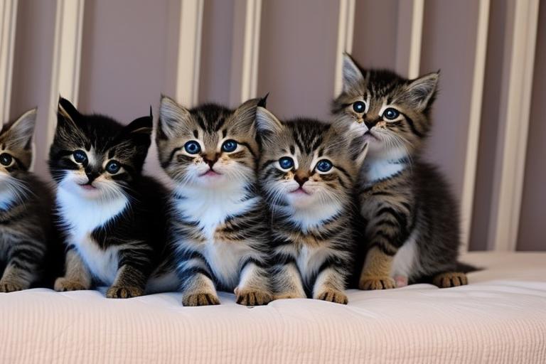 10 kittens together in bed
